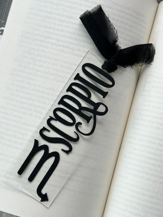 Zodiac - Scorpio - Acrylic Bookmark (Black Glitter)