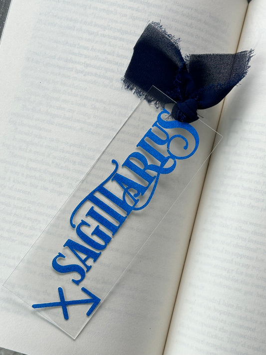 Zodiac - Sagittarius - Acrylic Bookmark (Blue Glitter)
