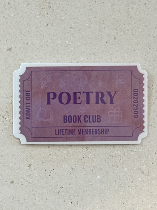Poetry Book Club Ticket - Sticker