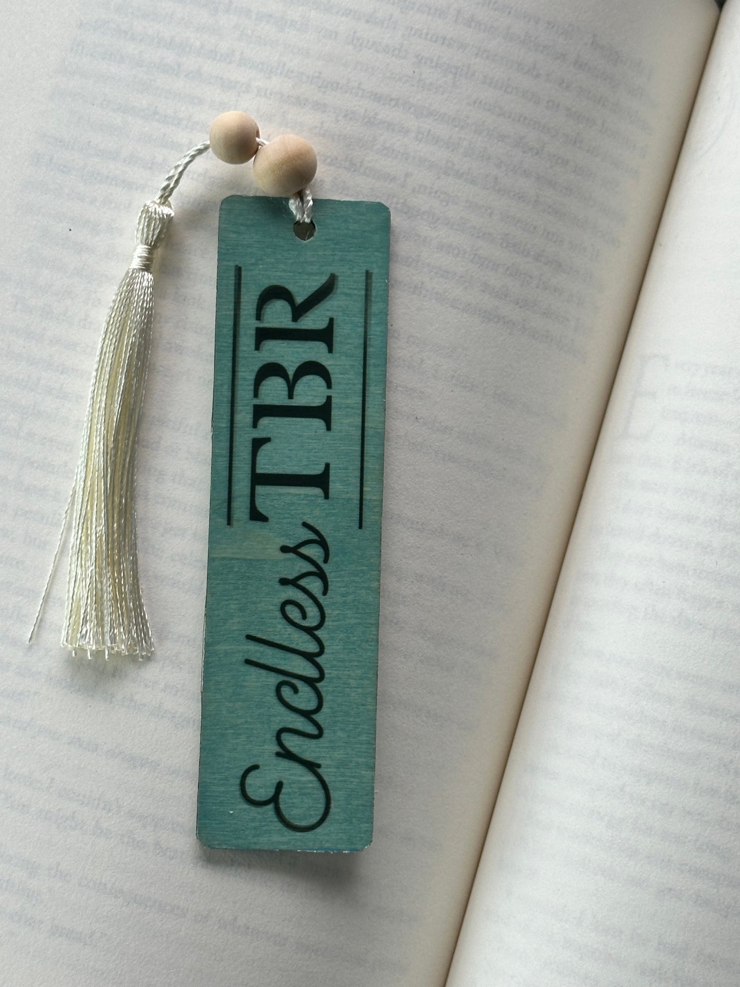 Endless TBR - Wood Bookmark - (Antique Aqua)