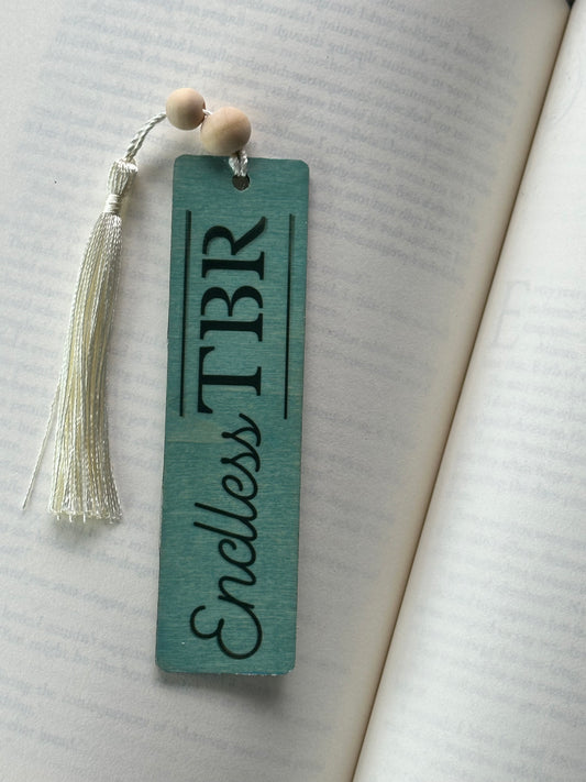 Endless TBR - Wood Bookmark - (Antique Aqua)