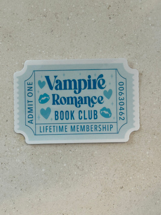 Vampire Romance Book Club Trope Ticket - Blue - Sticker