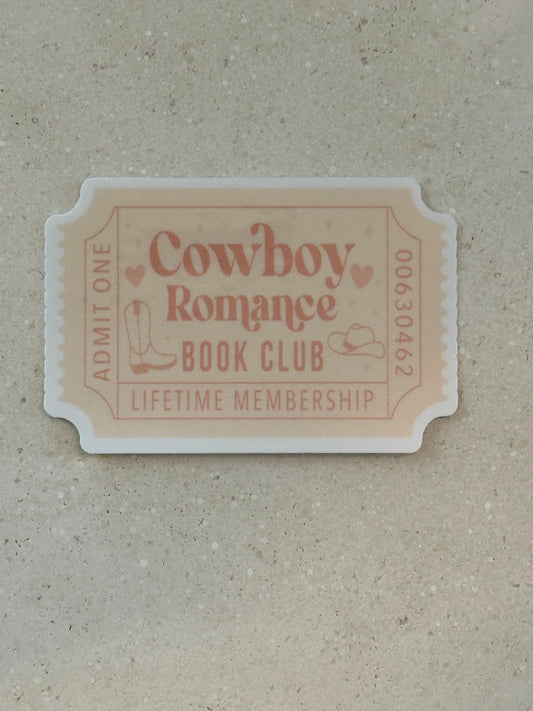 Cowboy Romance Book Club Trope Ticket - Sticker