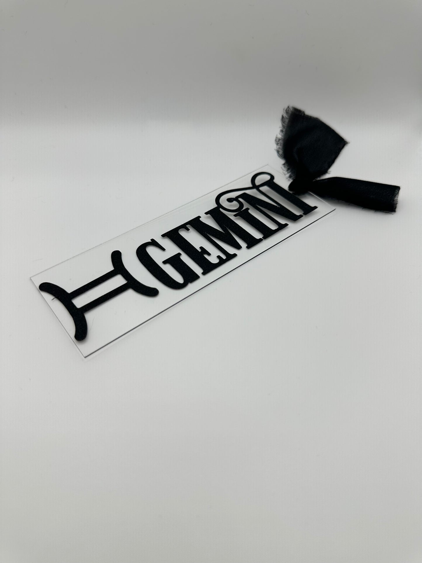 Zodiac - Gemini - Acrylic Bookmark (Black Glitter)
