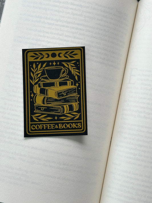 Coffee & Books Tarot Card - Foil Bookmark - (Gold)