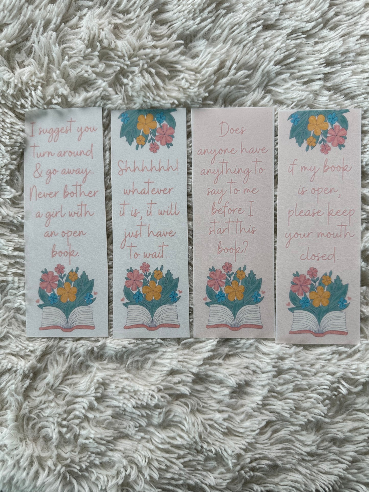Floral Open Book Quotes Bookmark Bundle - 4 Pack