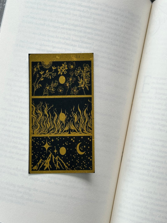 Flowers, Flames & A Night Sky - Foil Bookmark - (Gold)