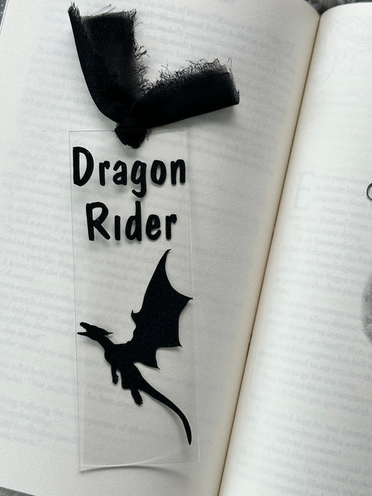 Dragon Rider (Black Glitter) - Acrylic Bookmark