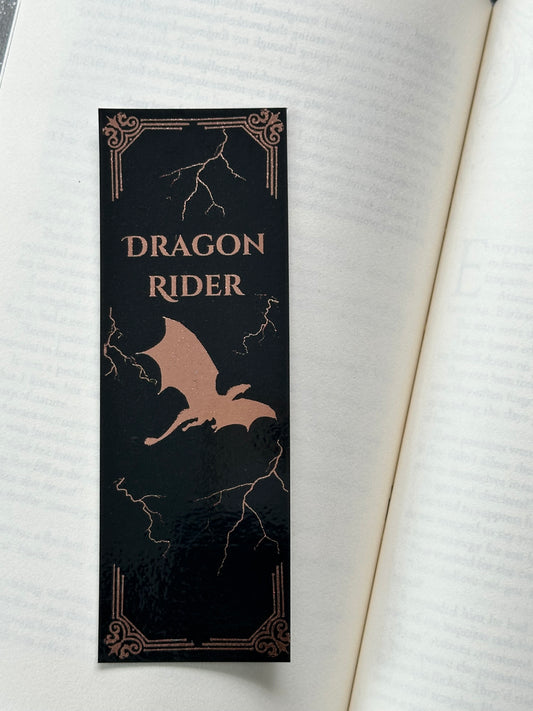 Dragon Rider - Foil Bookmark - (Rose Gold)