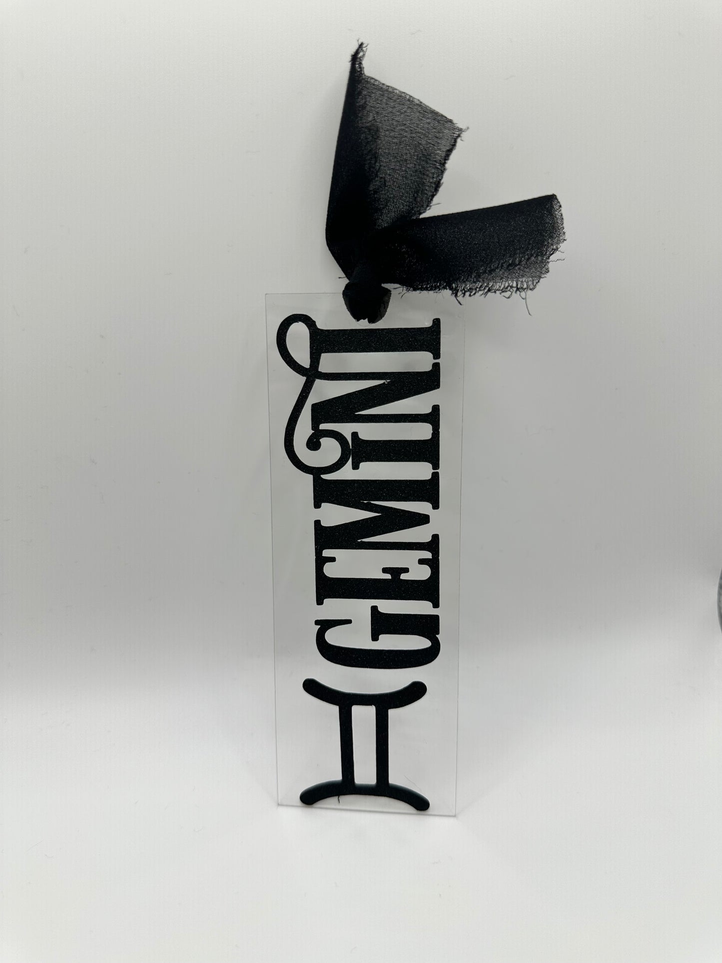 Zodiac - Gemini - Acrylic Bookmark (Black Glitter)