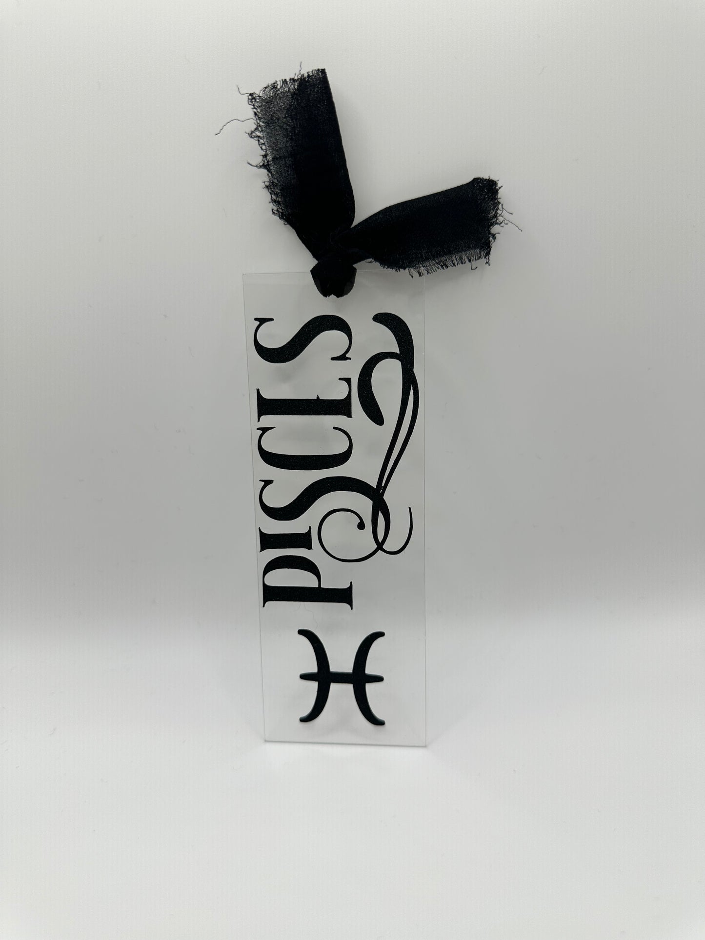 Zodiac - Pisces - Acrylic Bookmark (Black Glitter)