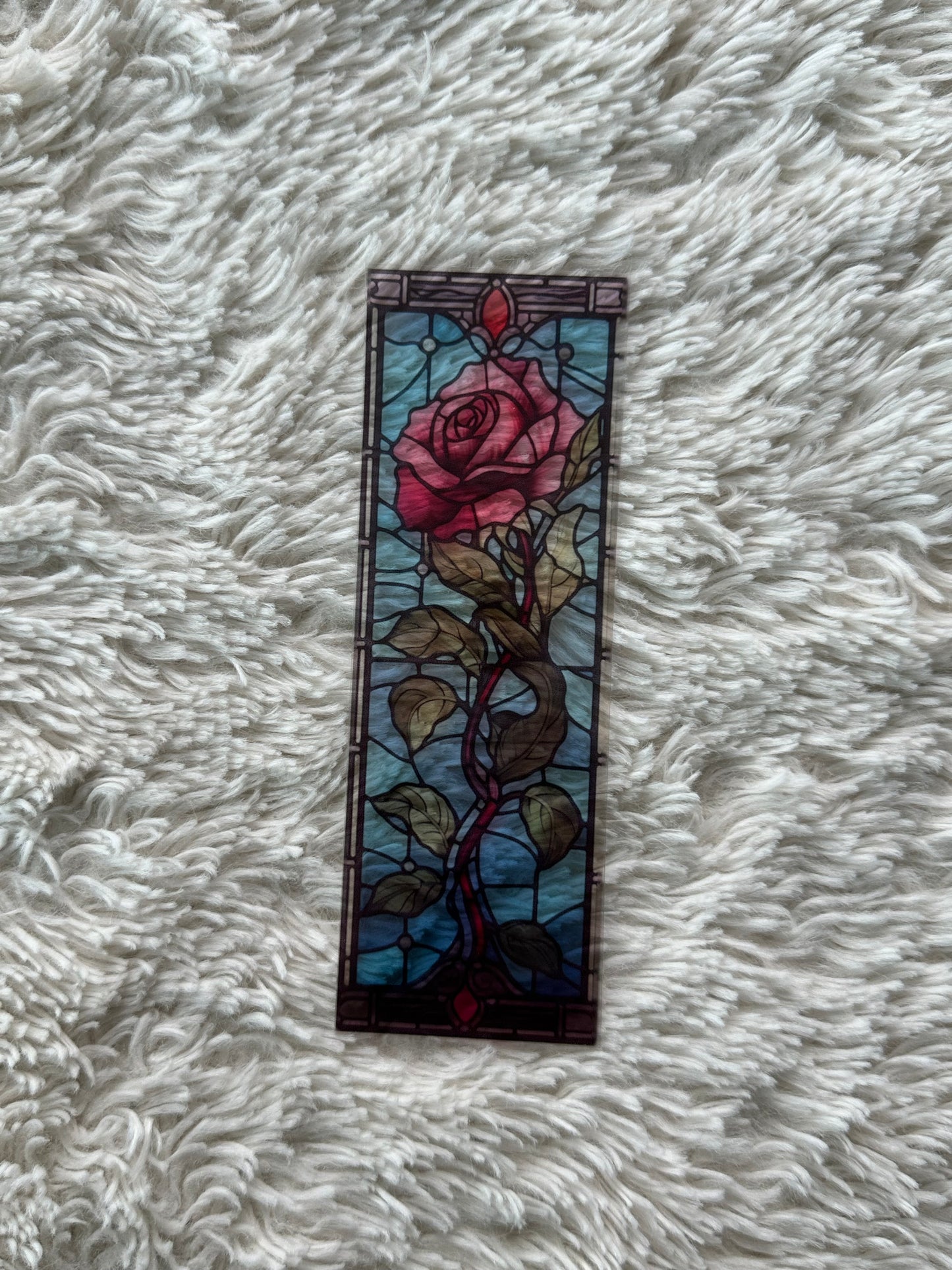 Stained Glass Style Rose - Bookmark (6)