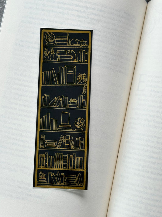 Bookshelf - Foil Bookmark - (Gold)