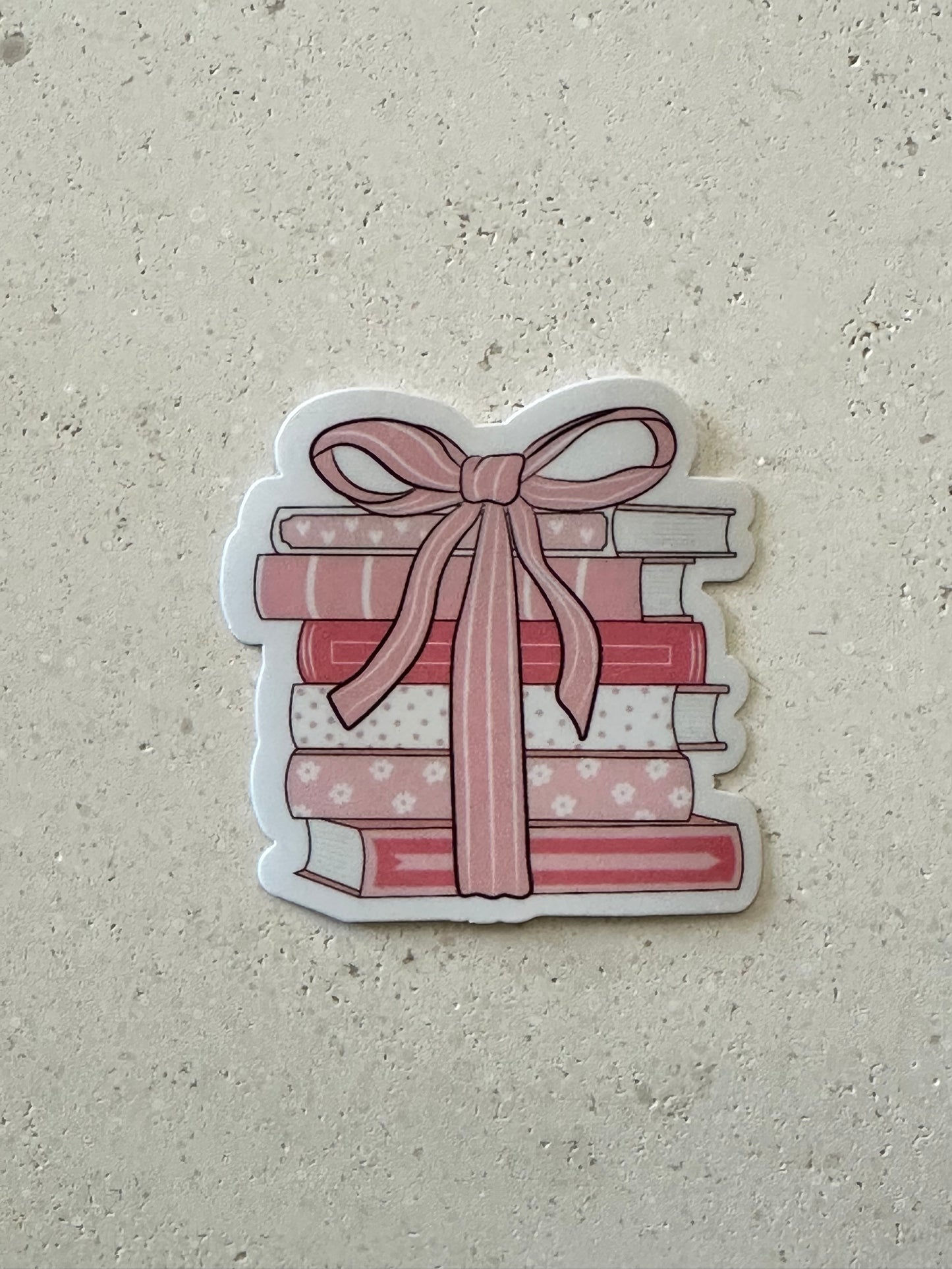 Pink Book Stack Pink Bow - Sticker