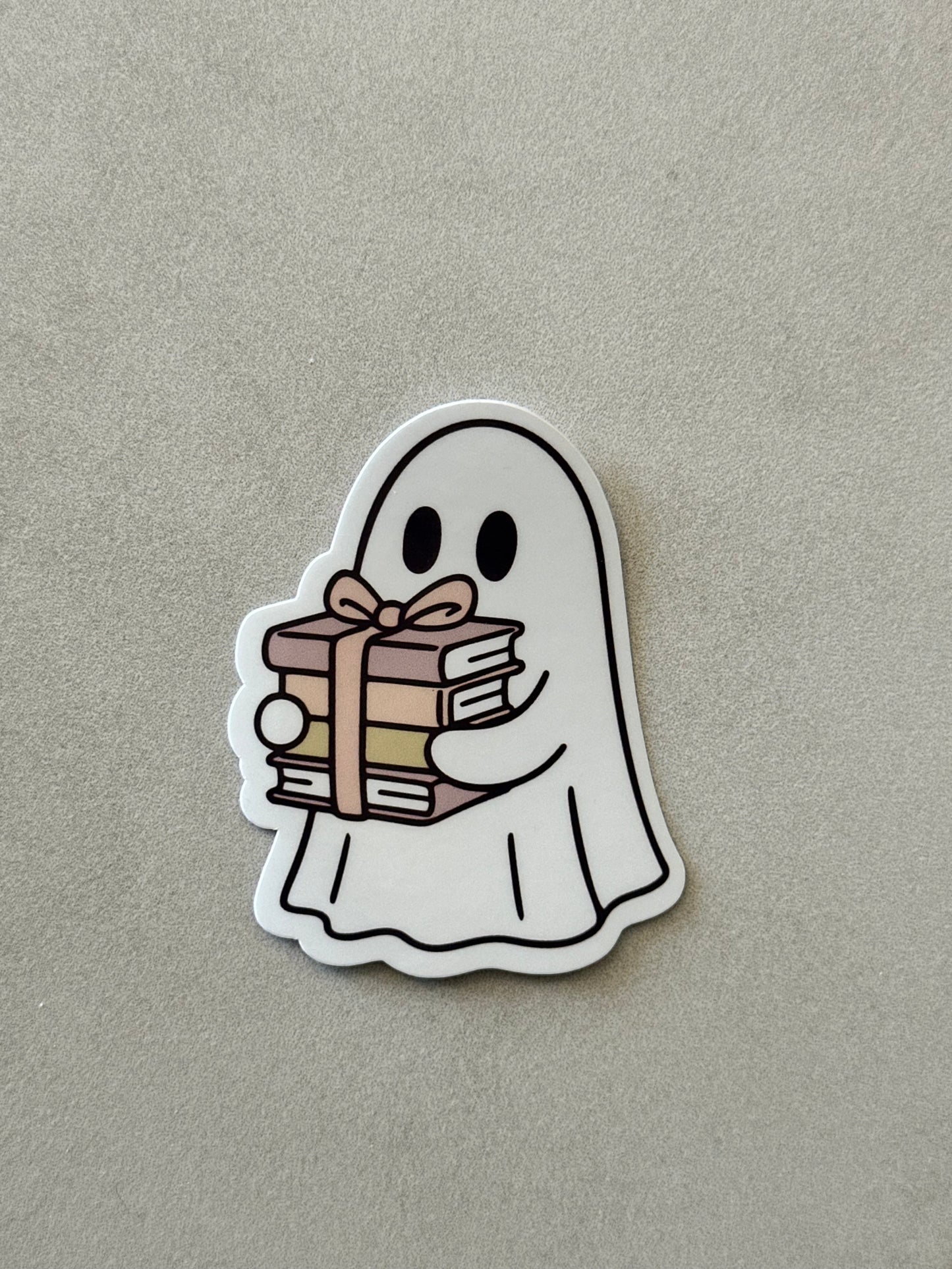Cute Ghost Wrapped Book Stack - Sticker