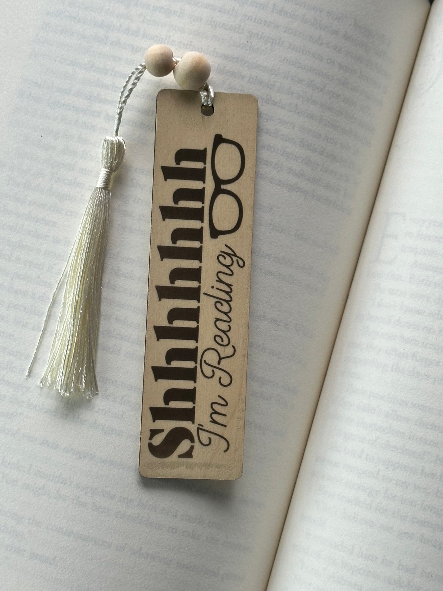 Shhhhhhh I’m Reading - Wood Bookmark - (Linen)