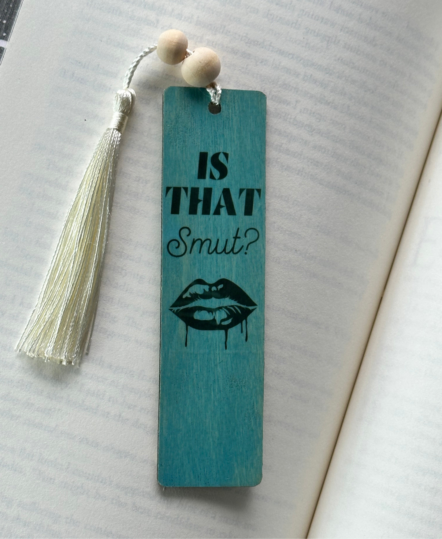 Is That Smut? Wood Bookmark - (Antique Aqua)