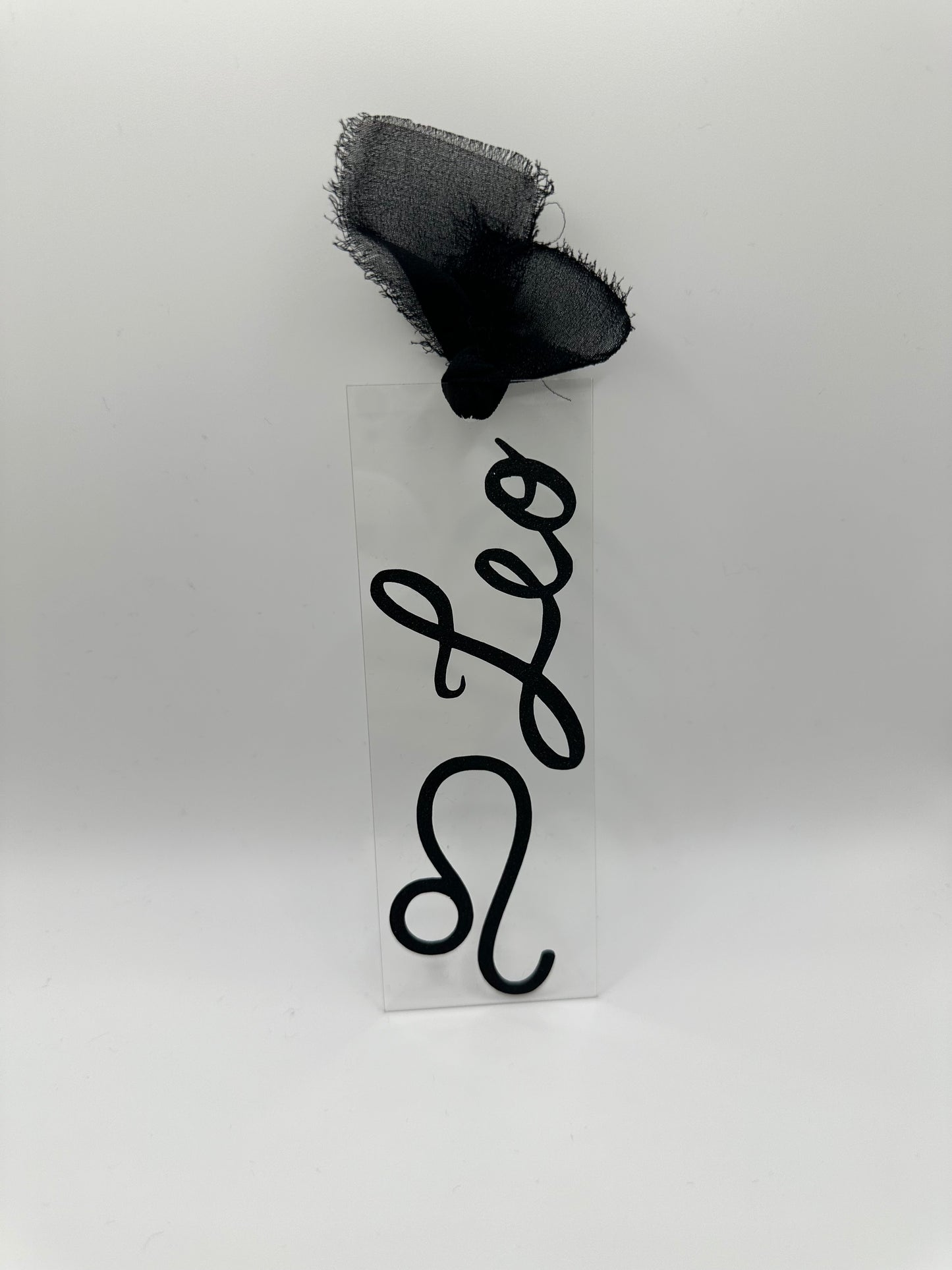Zodiac - Leo - Acrylic Bookmark (Black Glitter)
