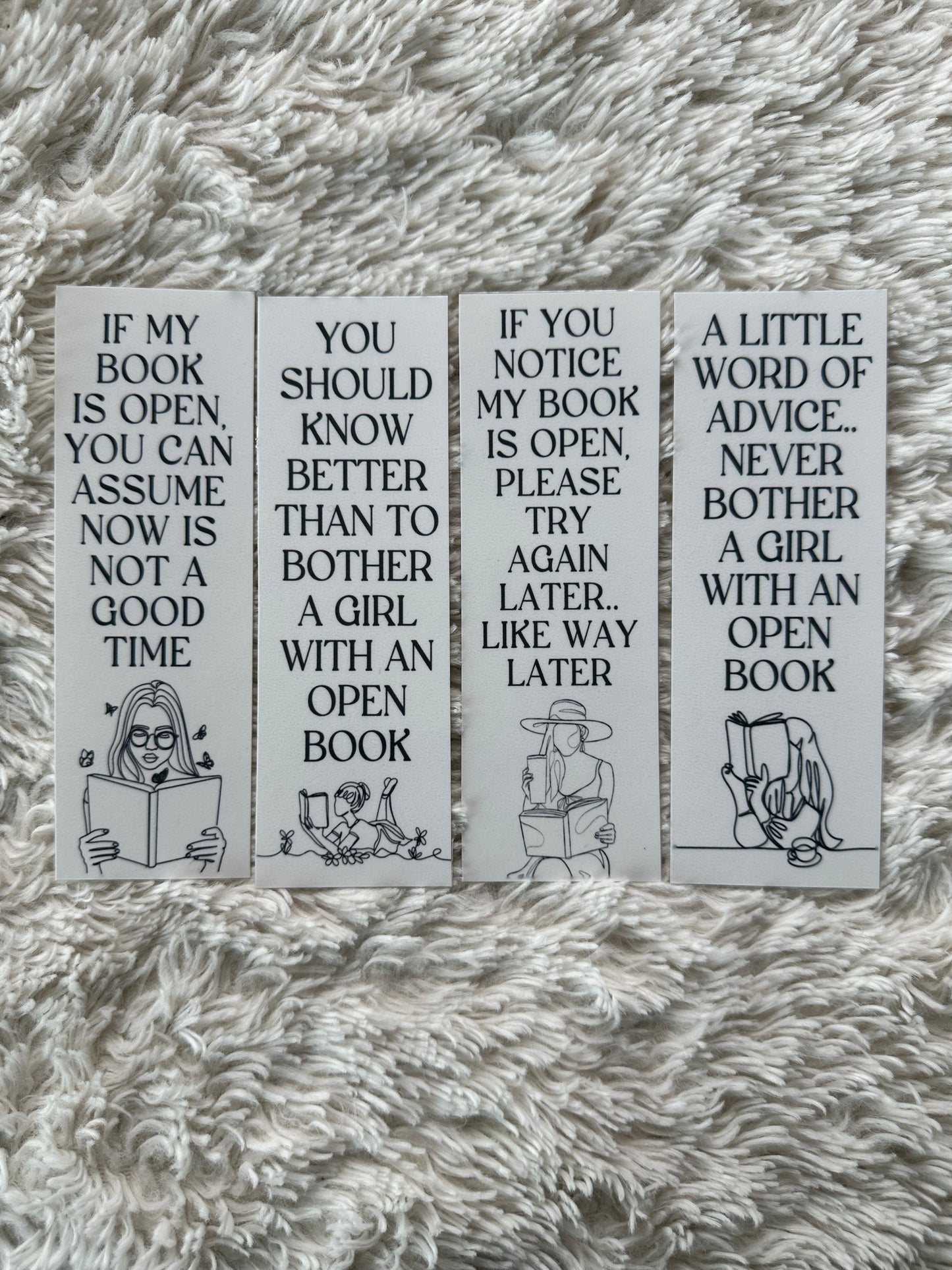 Bookish Quotes & Line Art Bookmark Bundle - 4 Pack