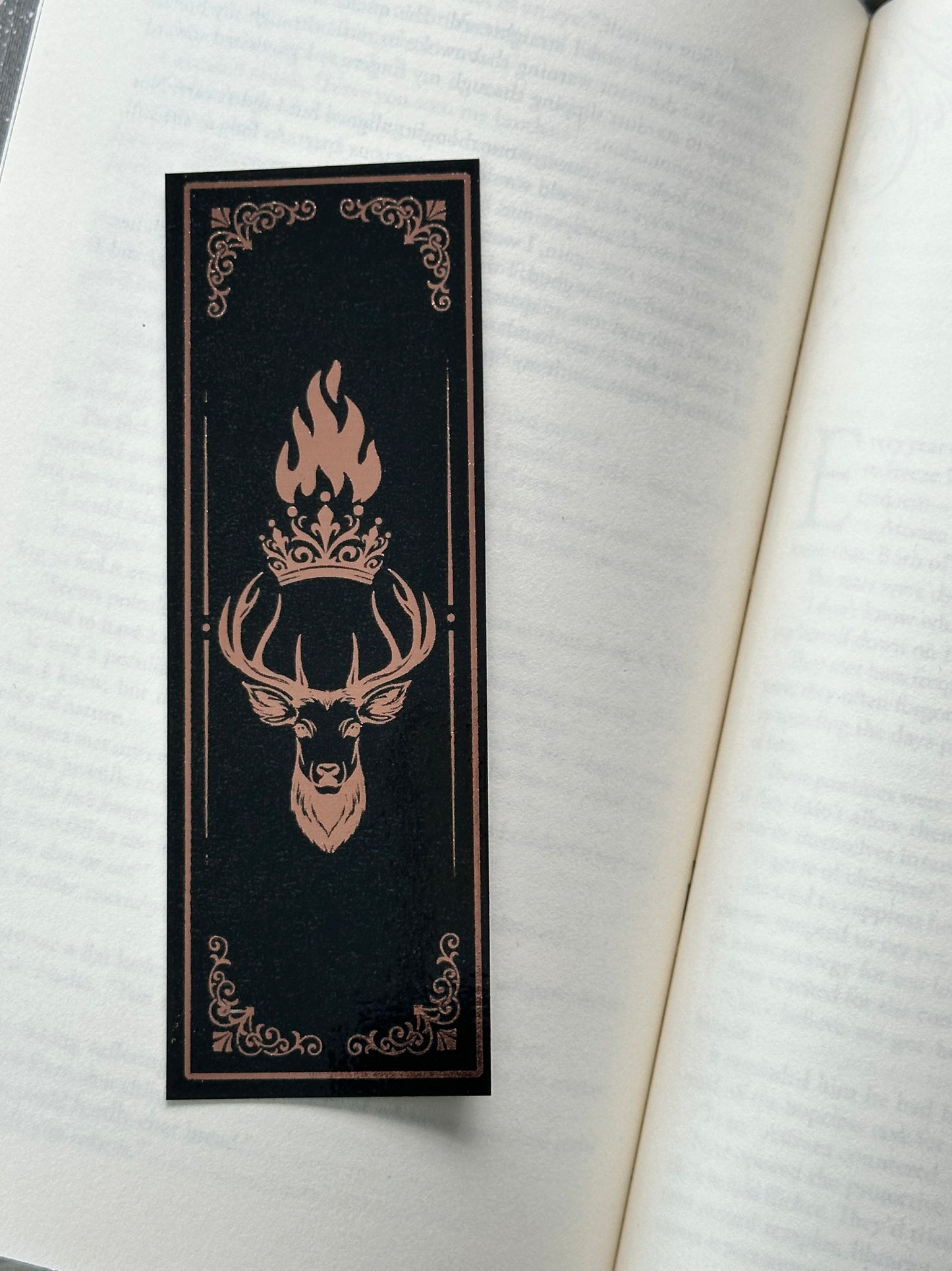 Stag, Crown, Flame - Foil Bookmark - (Rose Gold)