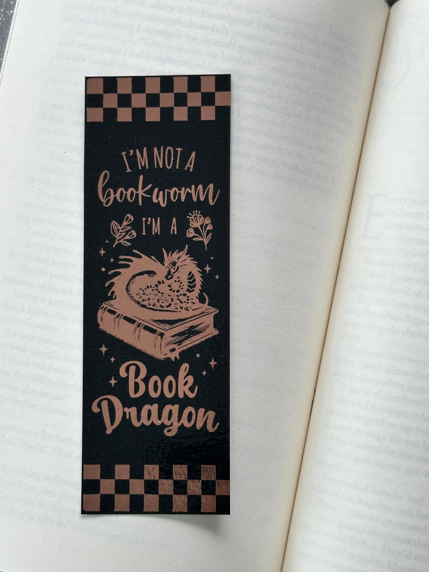 Book Dragon - Foil Bookmark - (Rose Gold)