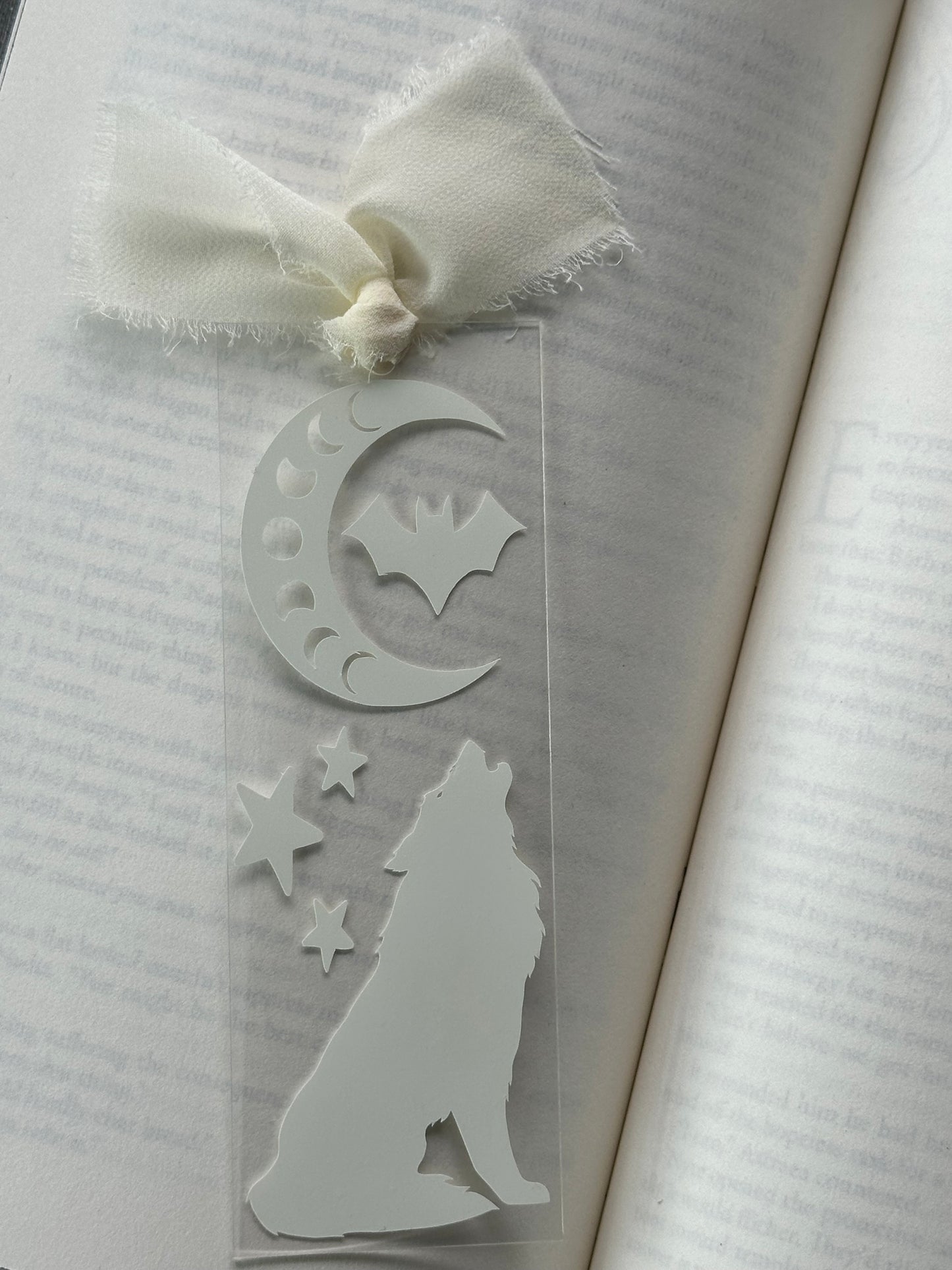 Glow In The Dark - Wolf, Moon & Stars - Acrylic Bookmark