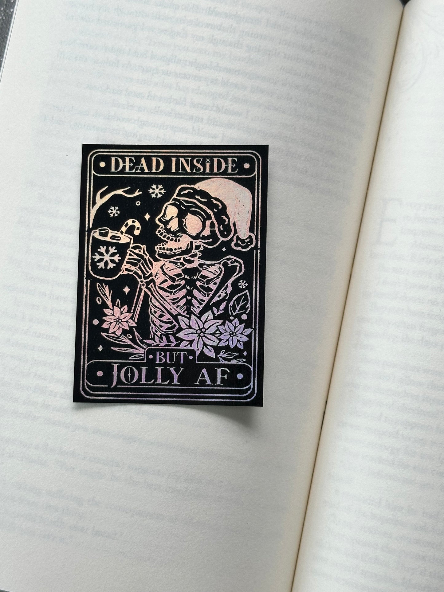 The Jolly AF Skull Tarot Card - Foil Bookmark - (Silver Holographic)