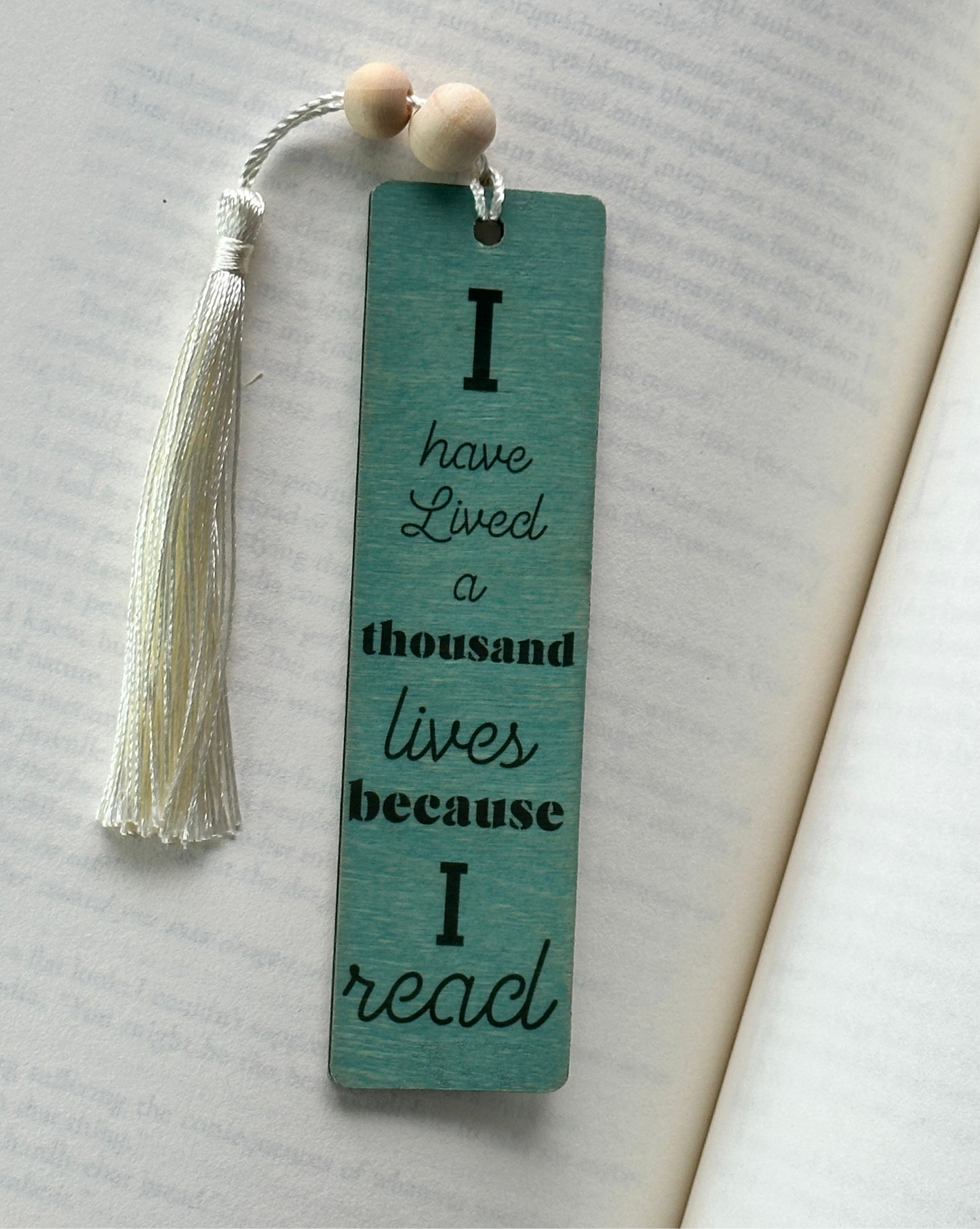 I Have Lived A Thousand Lives - Wood Bookmark - (Antique Aqua)