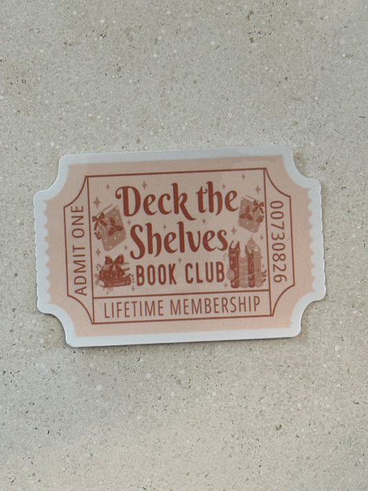 Deck The Shelves Book Club Trope Ticket - Sticker
