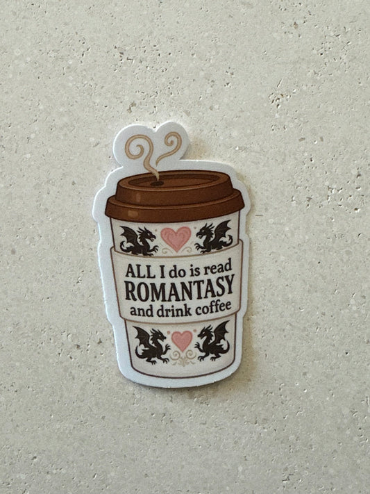 Read Romantasy & Drink Coffee - Sticker