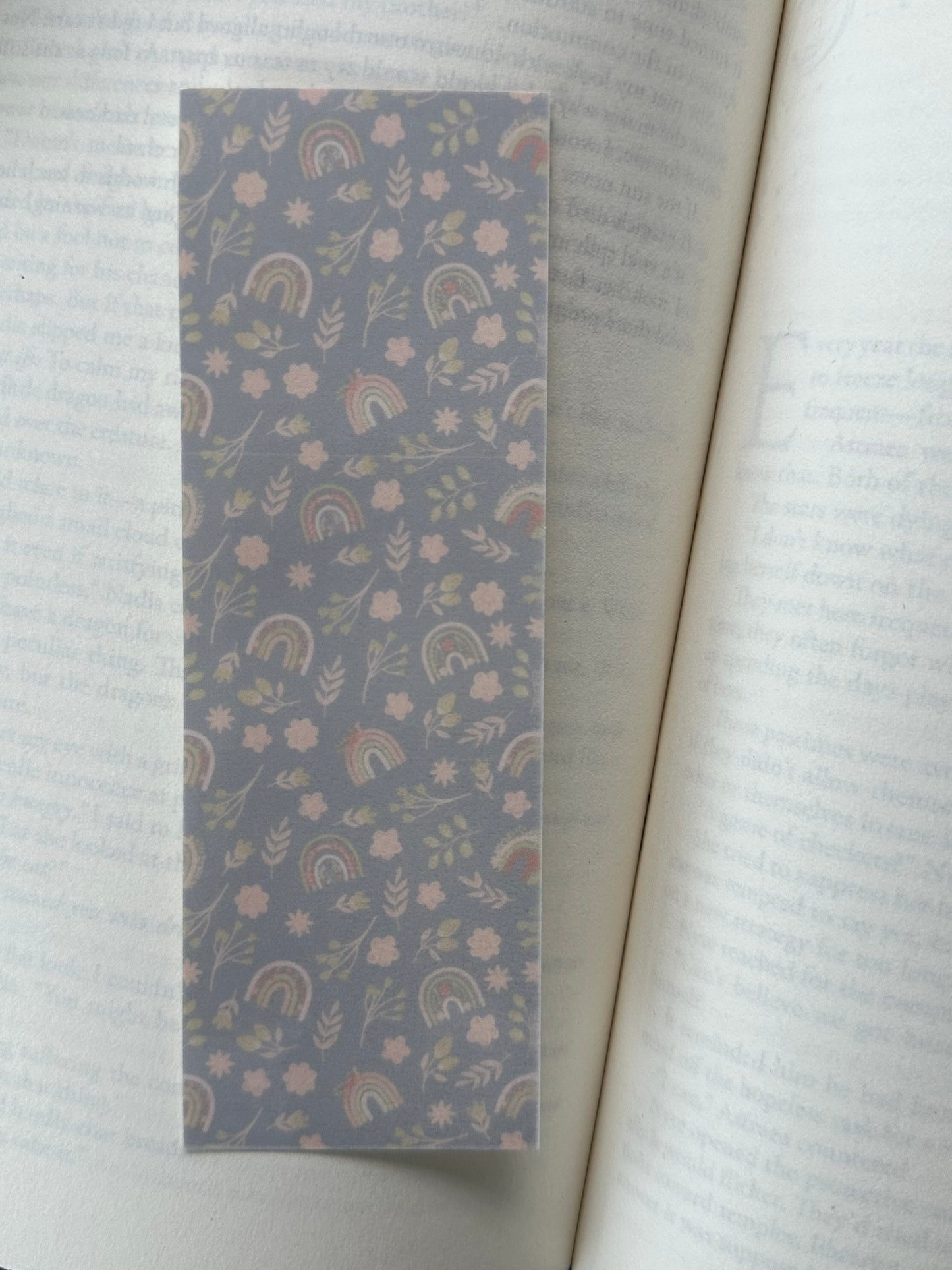 Pink Flowers & Rainbows - Bookmark
