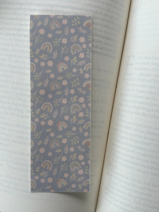 Pink Flowers & Rainbows - Bookmark