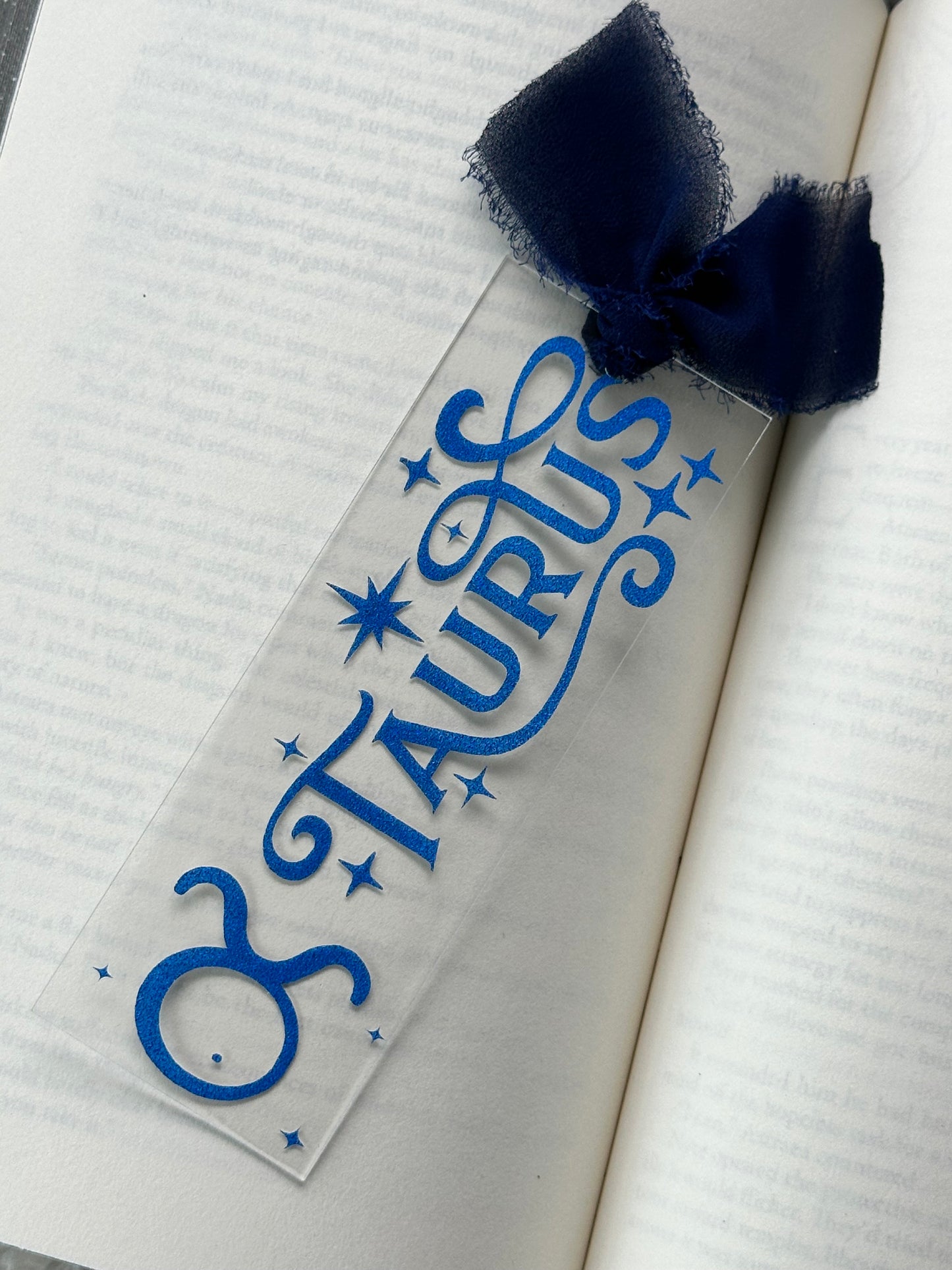 Zodiac - Taurus - Acrylic Bookmark (Blue Glitter)