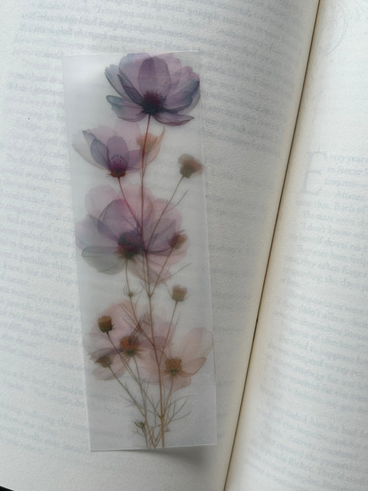 Water Colour Flowers - Vellum Paper Bookmark (15)