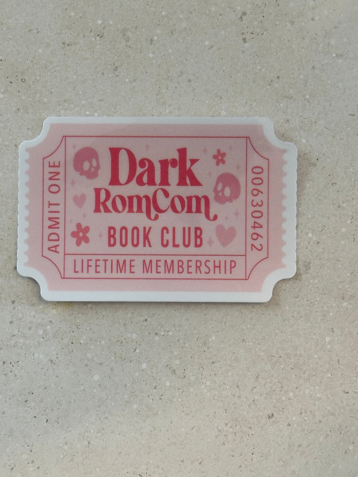 Dark RomCom Book Club Trope Ticket - Sticker