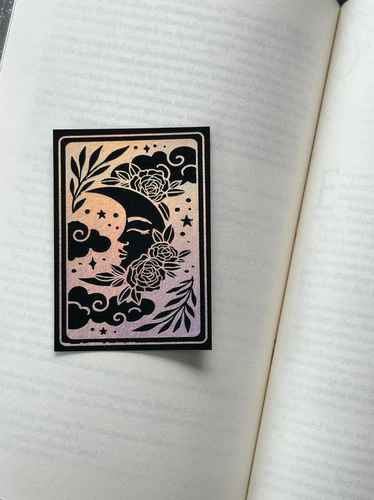 The Sleeping Moon Tarot Card - Foil Bookmark - (Silver Holographic)