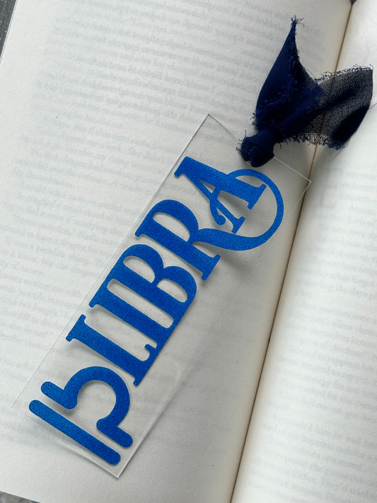 Zodiac - Libra - Acrylic Bookmark (Blue Glitter)