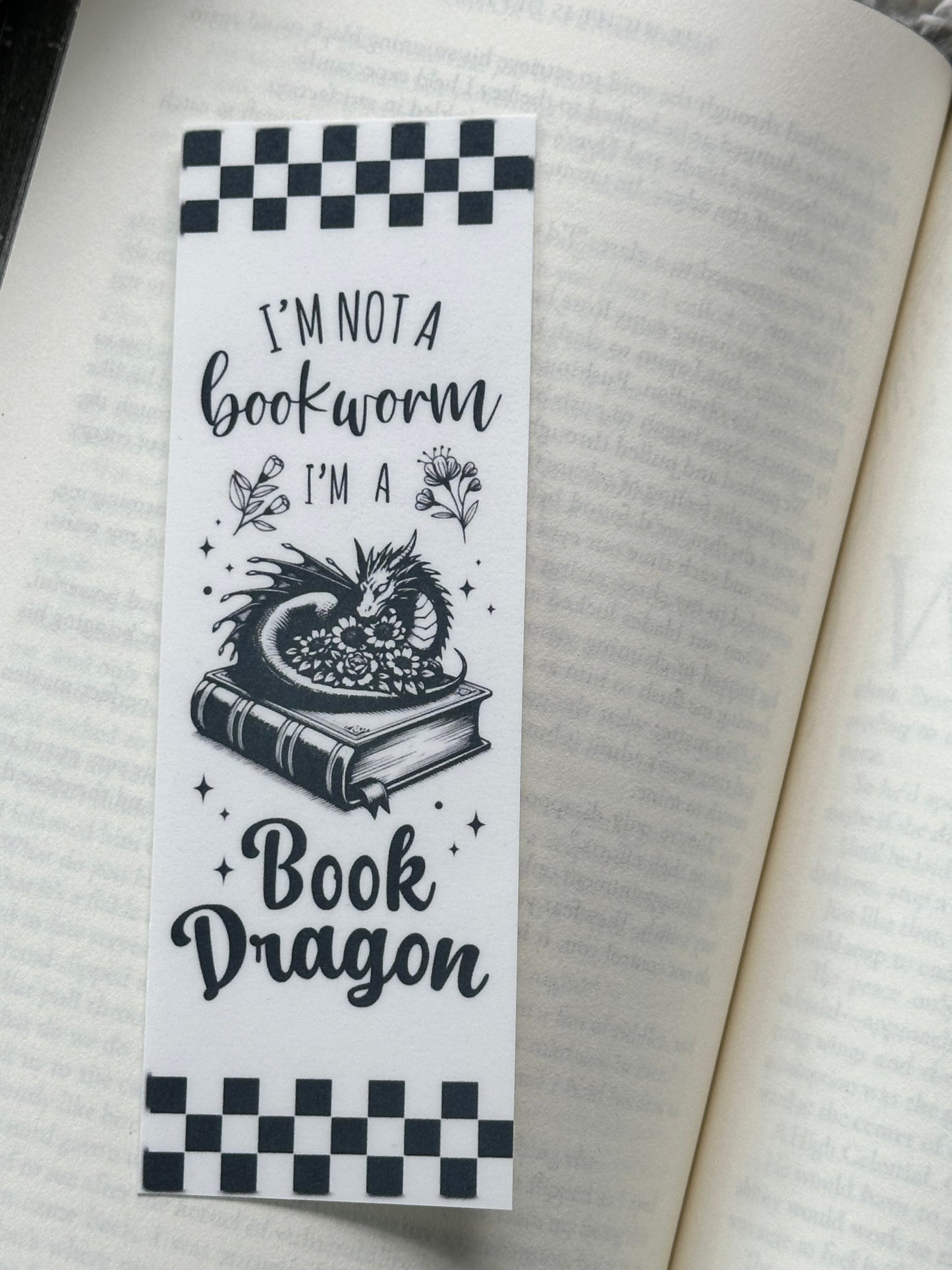 Book Dragon - Bookmark - B&W