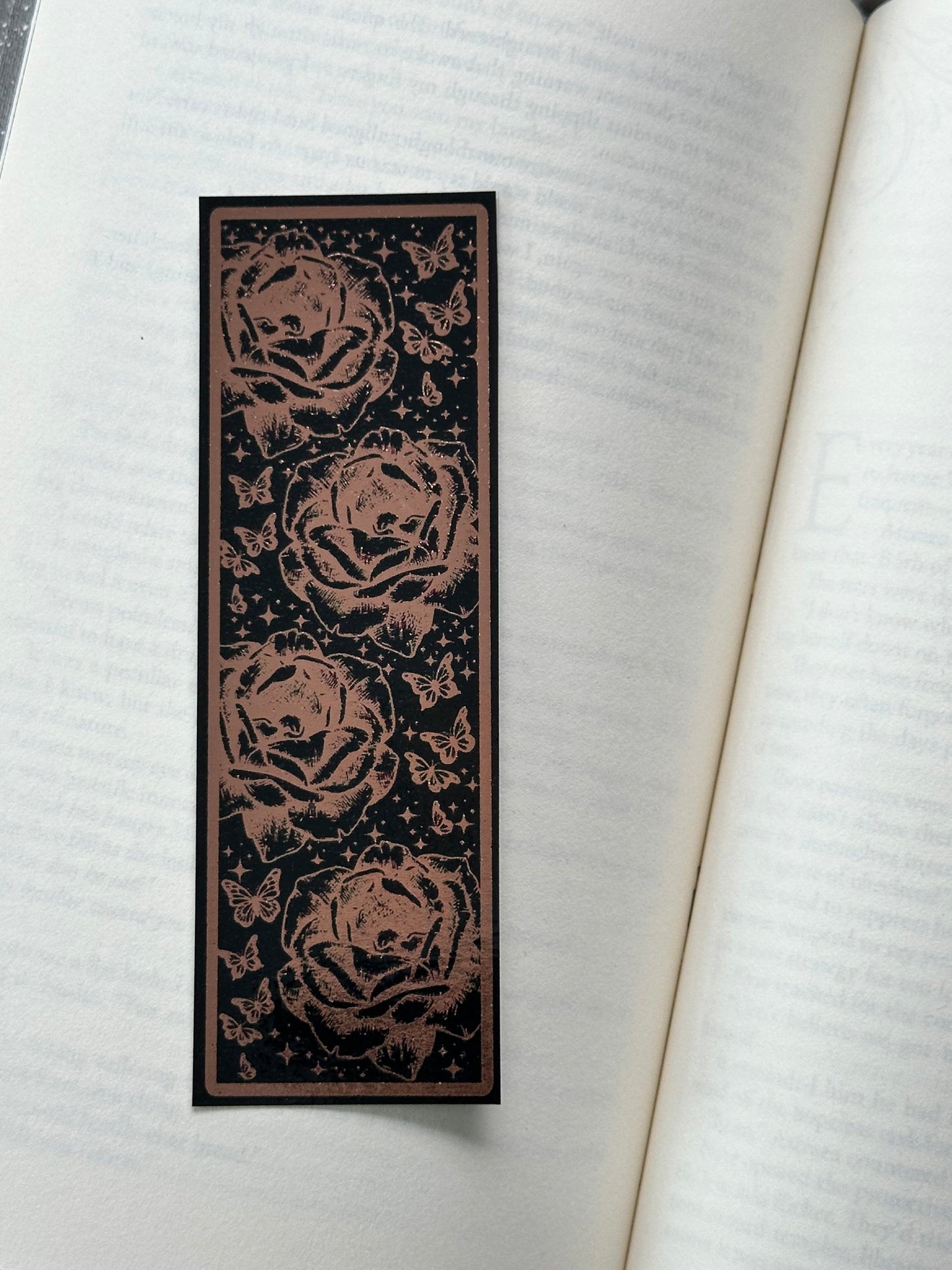 Rose & Butterfly - Foil Bookmark - (Rose Gold)
