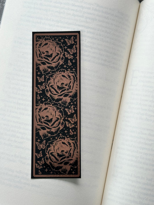 Rose & Butterfly - Foil Bookmark - (Rose Gold)