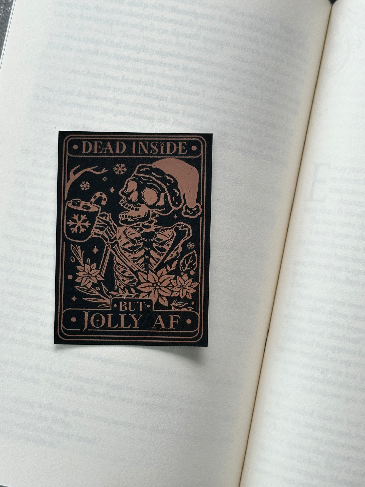 The Jolly AF Skull Tarot Card - Foil Bookmark - (Rose Gold)