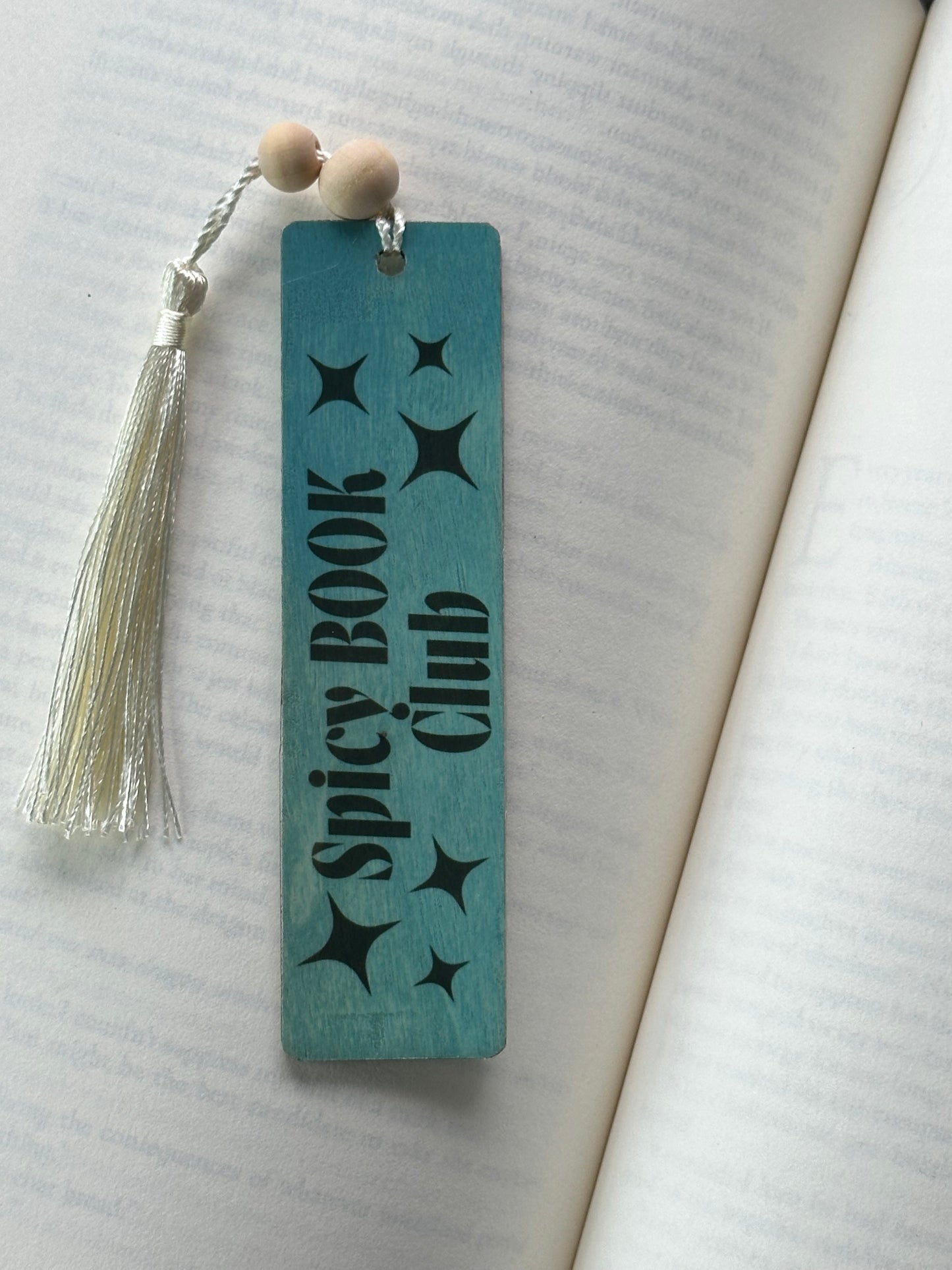 Spicy Book Club - Wood Bookmark - (Antique Aqua)