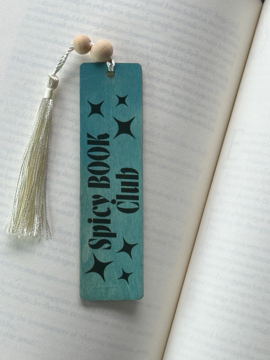 Spicy Book Club - Wood Bookmark - (Antique Aqua)