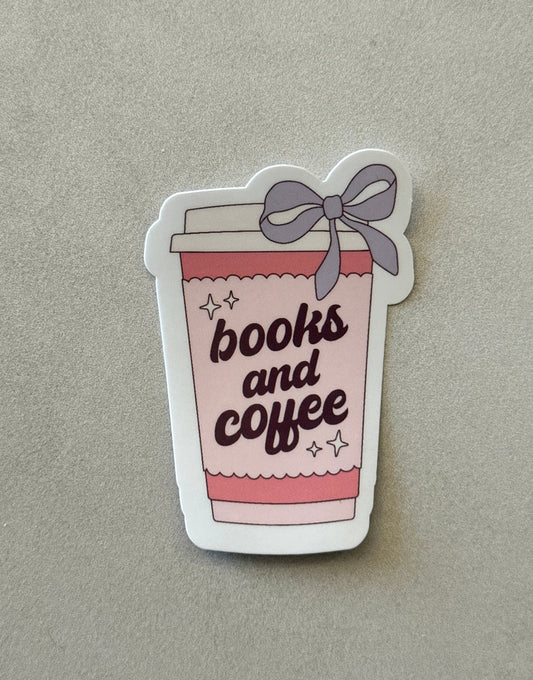 Books & Coffee - Pink - Sticker