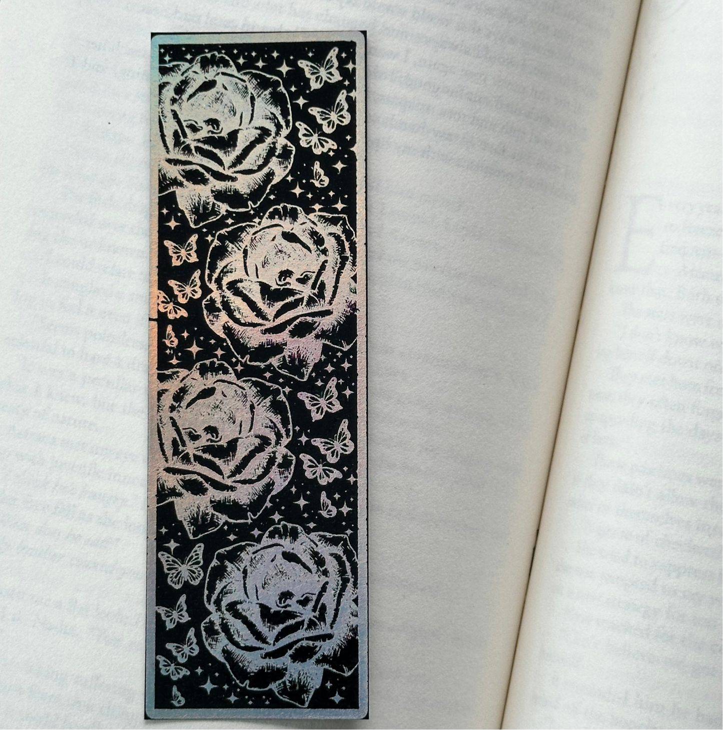 Rose & Butterfly - Foil Bookmark - (Silver Holographic)
