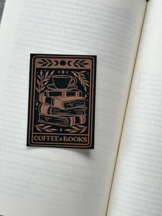Coffee & Books Tarot Card - Foil Bookmark - (Rose Gold)