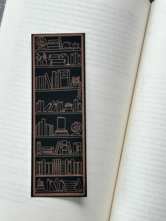 Bookshelf - Foil Bookmark - (Rose Gold)