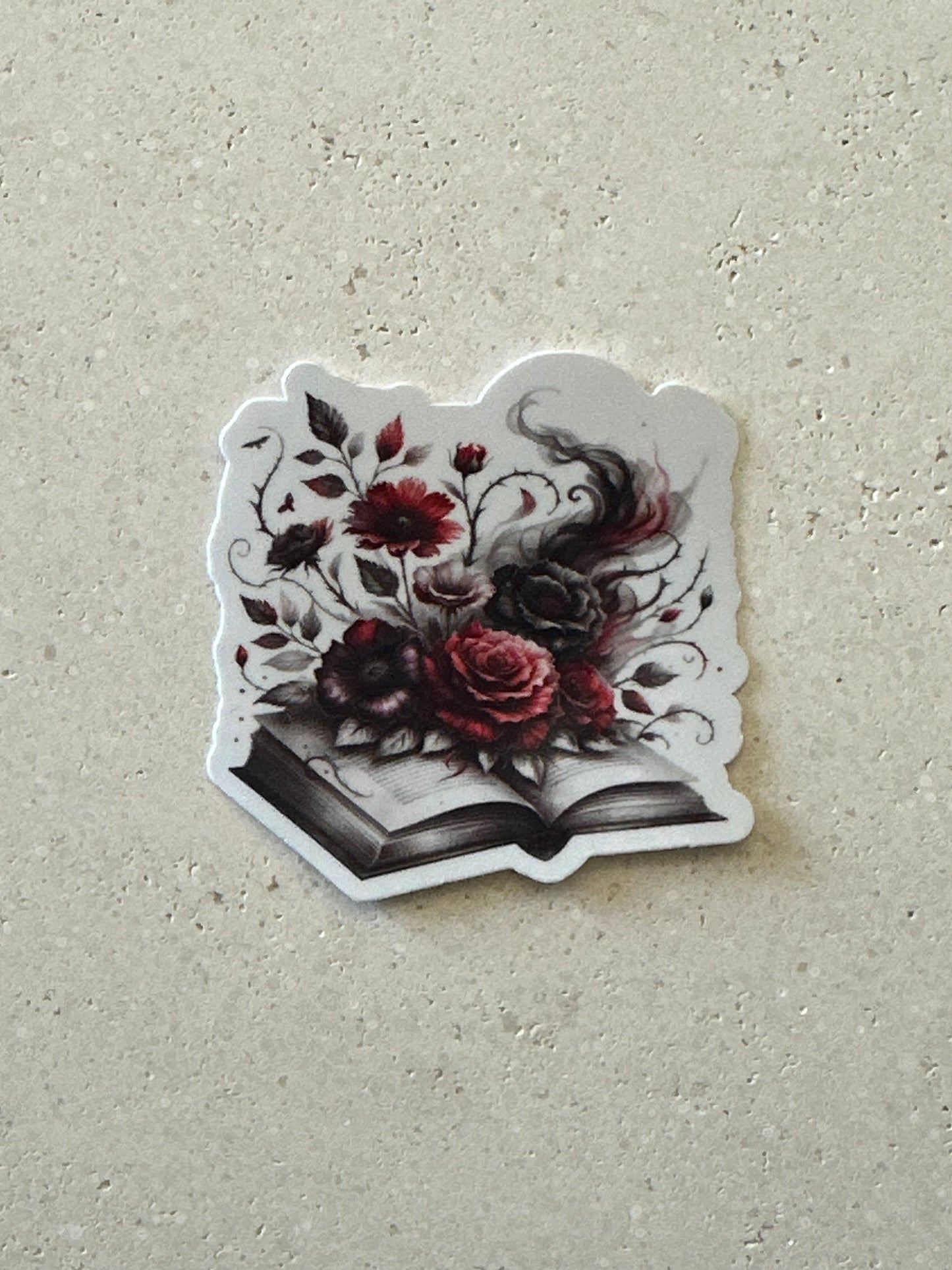 Floral Book Red & Black - Sticker
