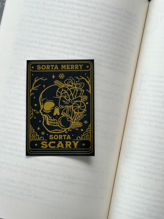 The Xmas Skull Tarot Card - Foil Bookmark - (Gold)