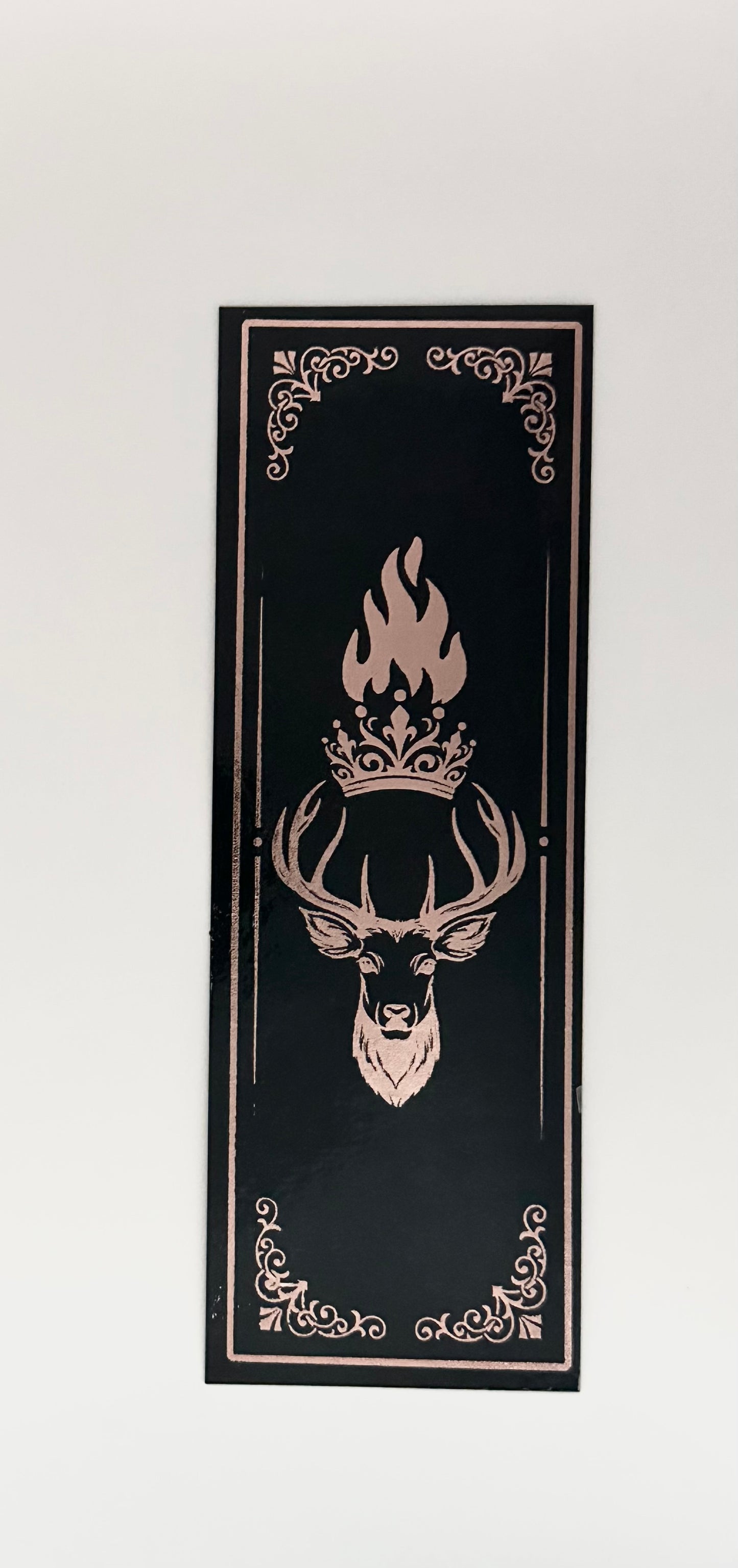 Stag, Crown, Flame - Foil Bookmark - (Rose Gold)